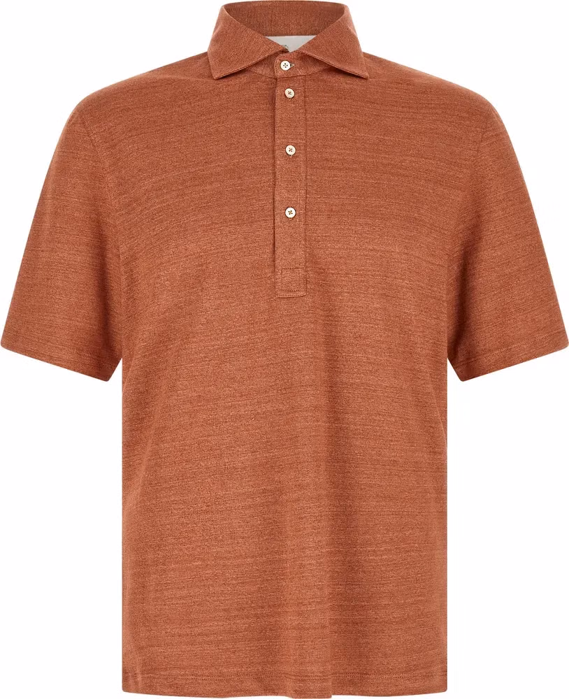 Brunello Cucinelli Orange Linen Polo Shirt