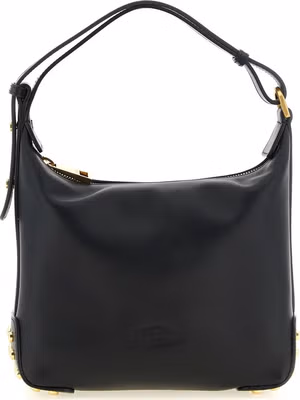 Black Calfskin Shoulder Bag