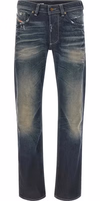 Blue Cotton Straight-Leg Jeans