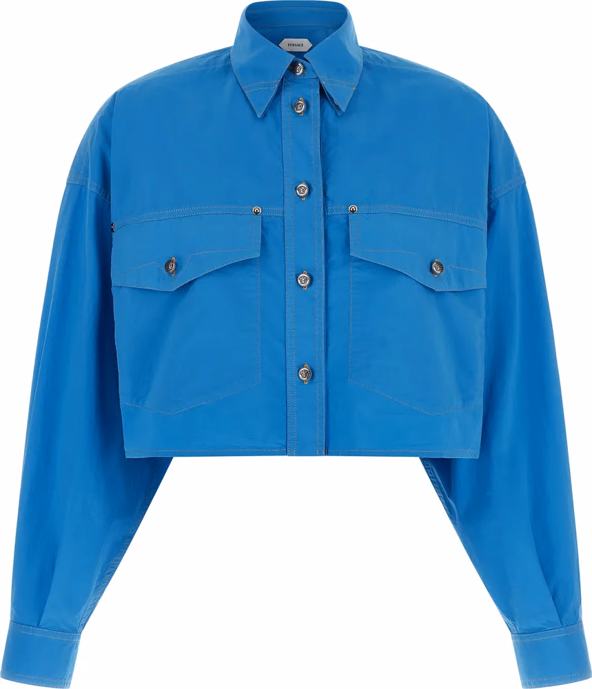 Versace Blue Cotton Blouse