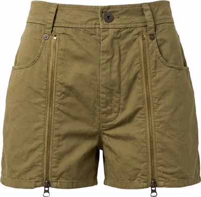 Green Cotton Women Shorts
