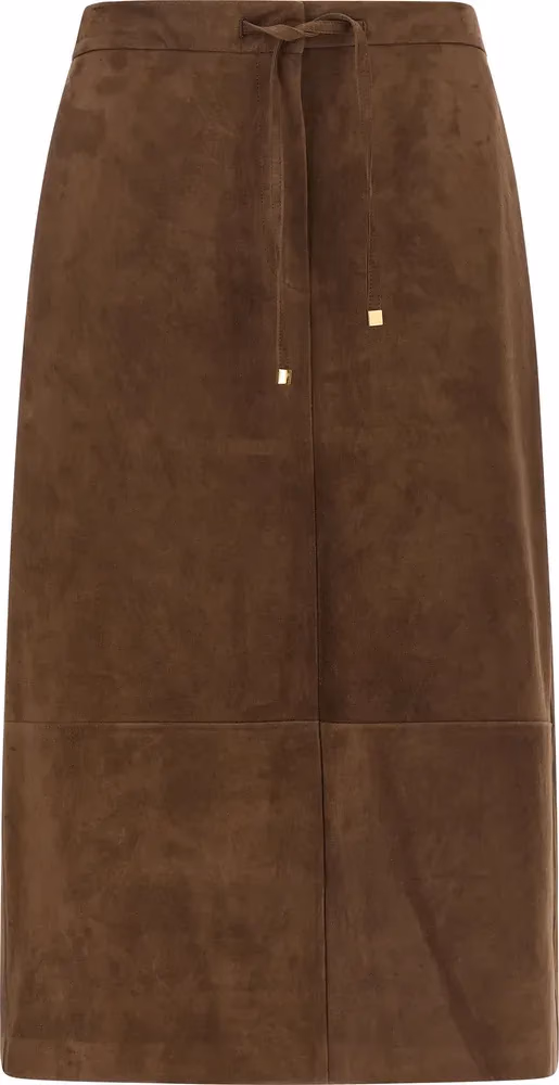'S Max Mara Gold Lamb Leather Midi Skirt
