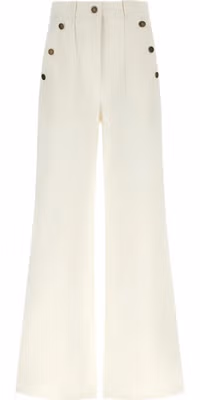 White Cotton Flared Pants