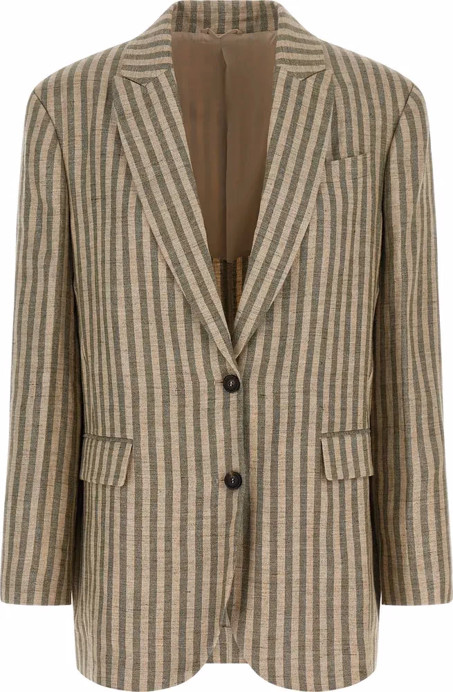 Brunello Cucinelli Bicolor Linen Blazer