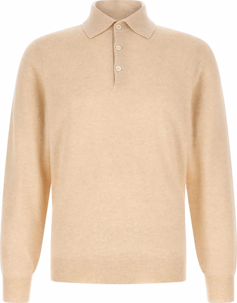 Brunello Cucinelli Beige Cashmere Polo Shirt