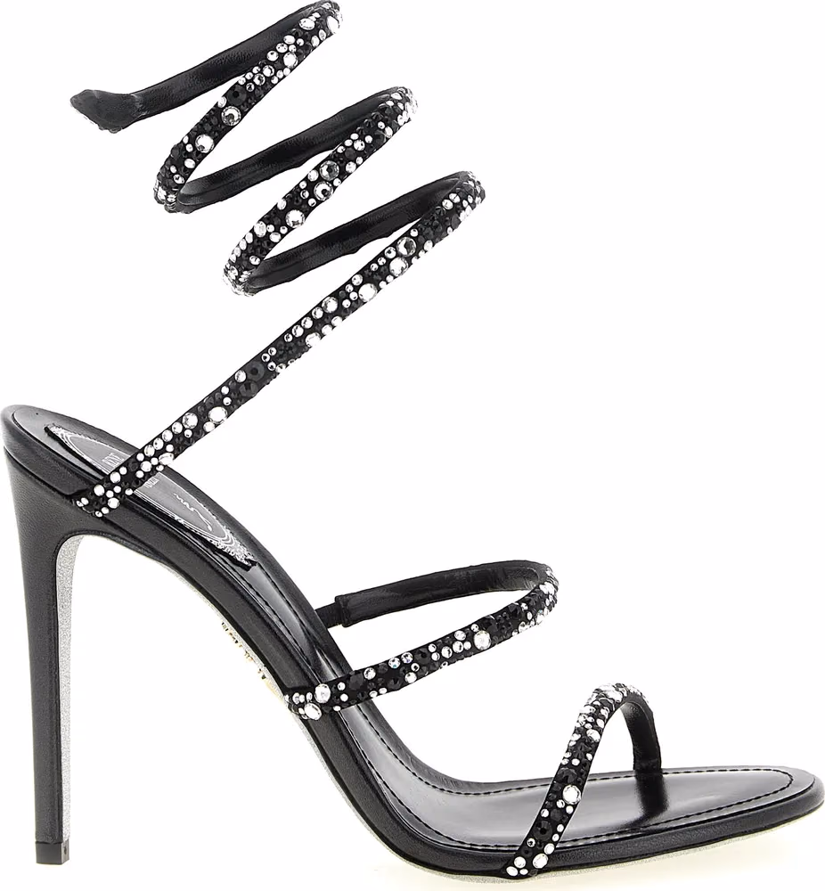 RENE CAOVILLA Bicolor Viscose Stiletto Heel Sandals