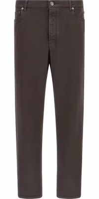 Brown Cotton Straight-Leg Jeans