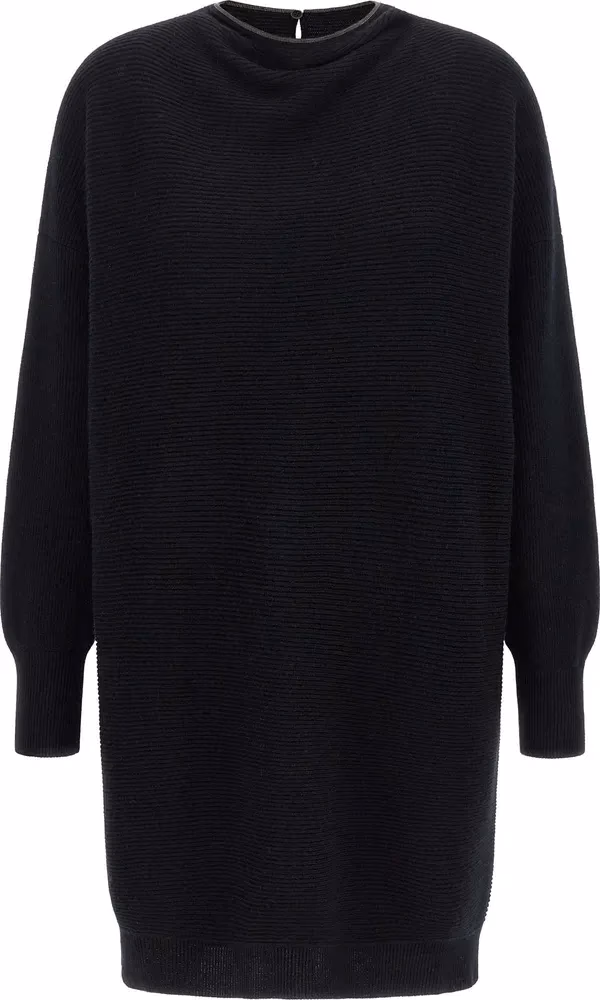 Brunello Cucinelli Black Virgin Wool Short Dress