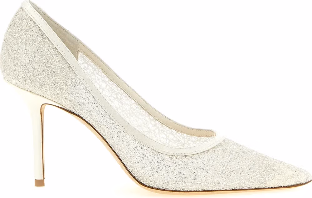 Jimmy Choo White Tencel High Heel Pumps
