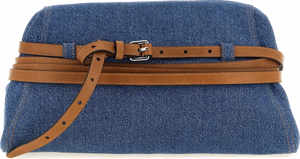 Moschino Blue Cotton Clutch Bag