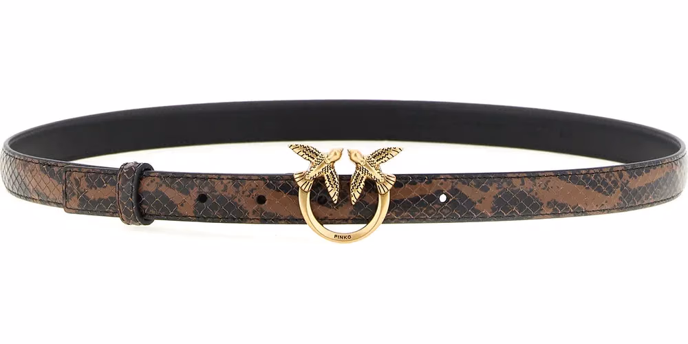 PINKO Brown Calfskin Thin Belt