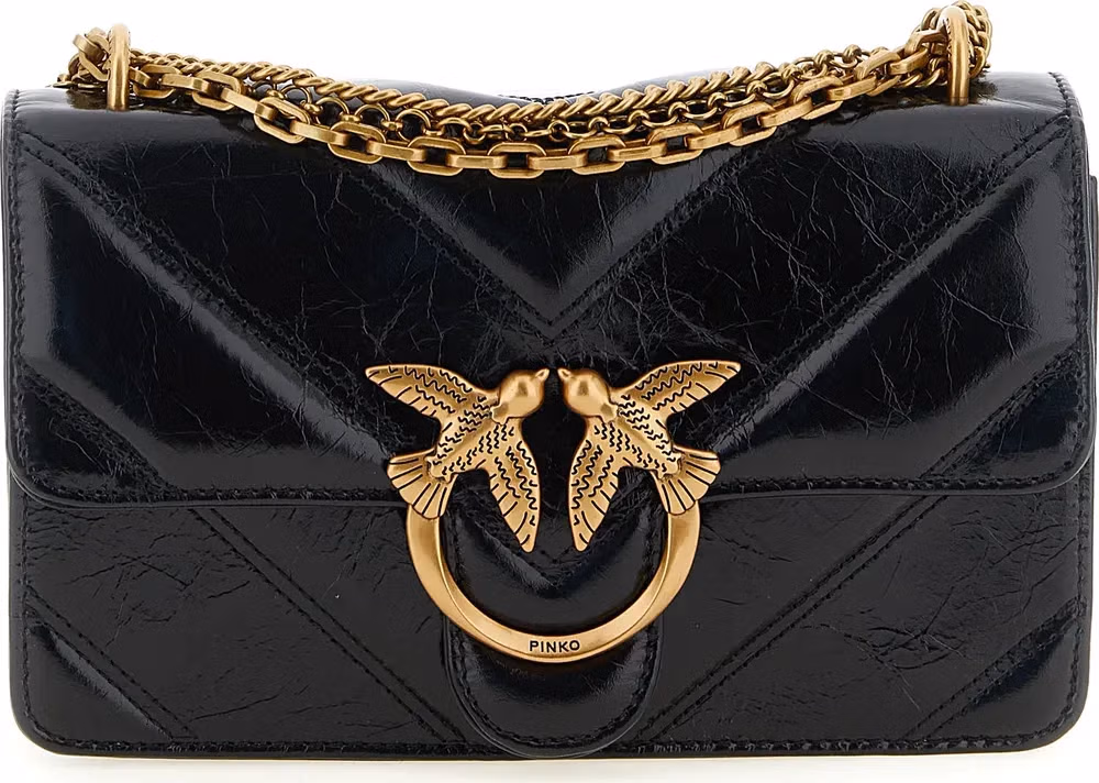 PINKO Black Calfskin Crossbody Bag