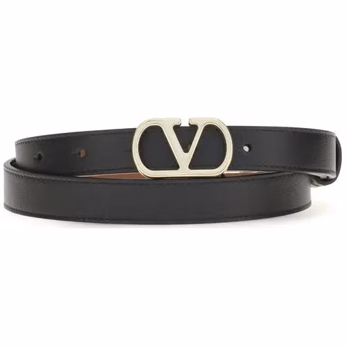 Valentino Garavani Black Calf Leather Bos Taurus Belt