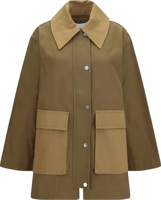 Bicolor Cotton Full-Length Jacket