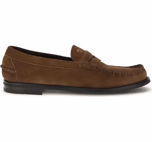 Prada Brown Suede Leather Slip-On Loafers