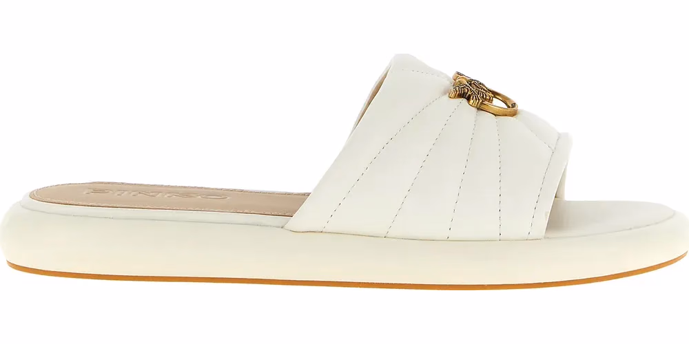 PINKO White Lambskin Slides