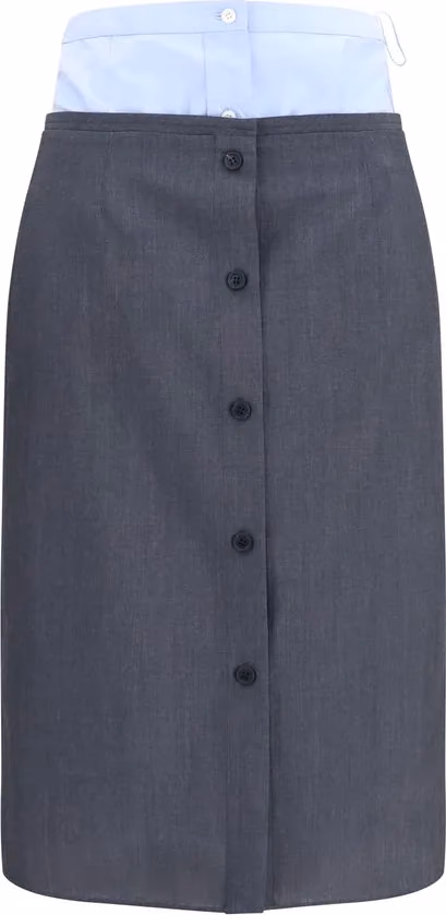 Prada Gray Cotton Midi Skirt