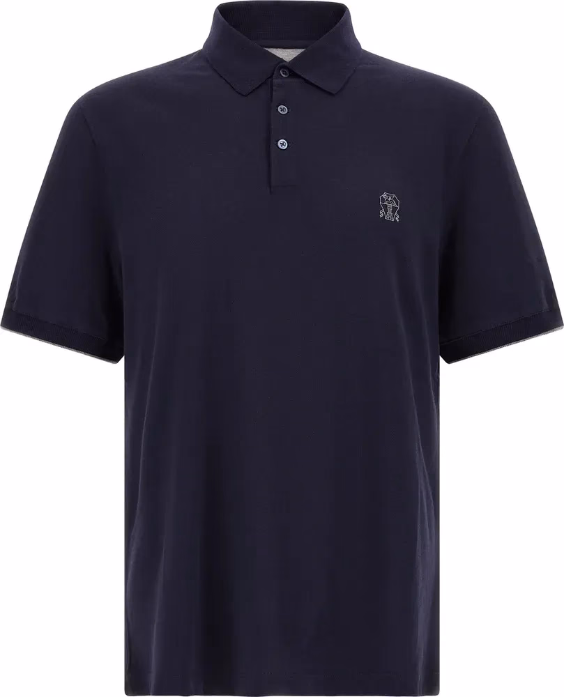 Brunello Cucinelli Blue Cotton Polo Shirt