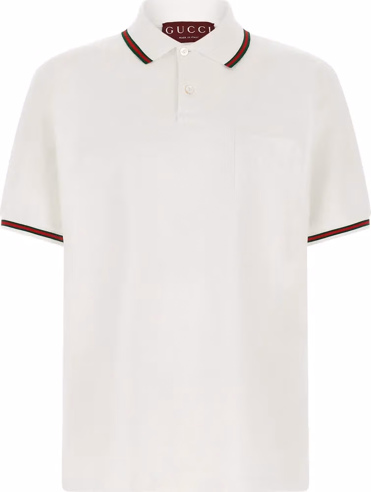 Gucci White Cotton Polo Shirt