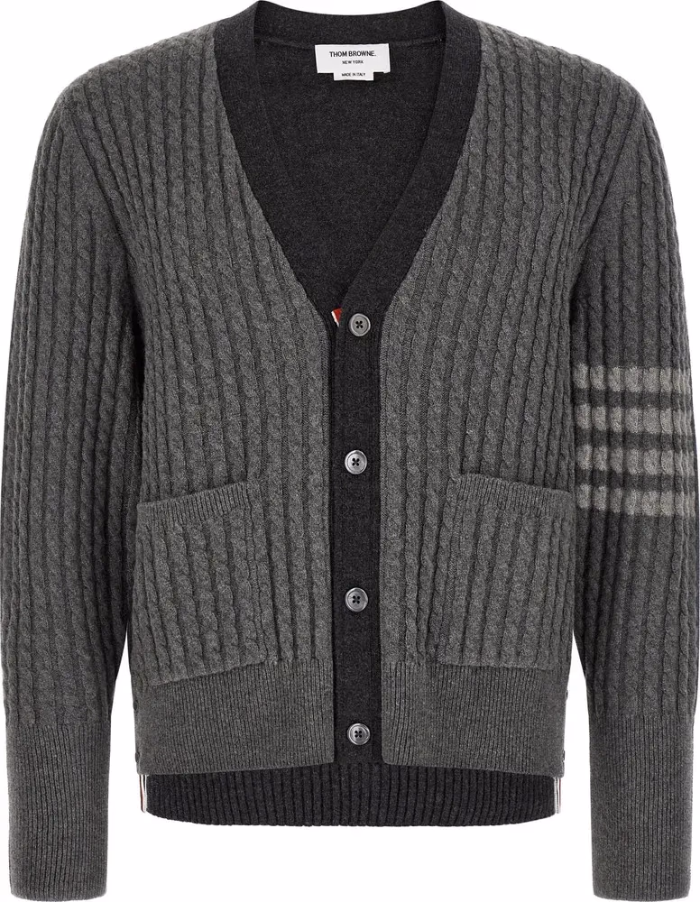 Thom Browne Gray Virgin Wool Cardigan