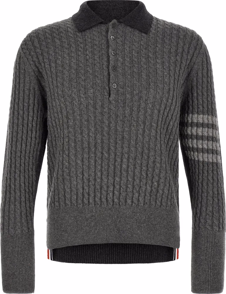 Thom Browne Gray Virgin Wool Polo Shirt