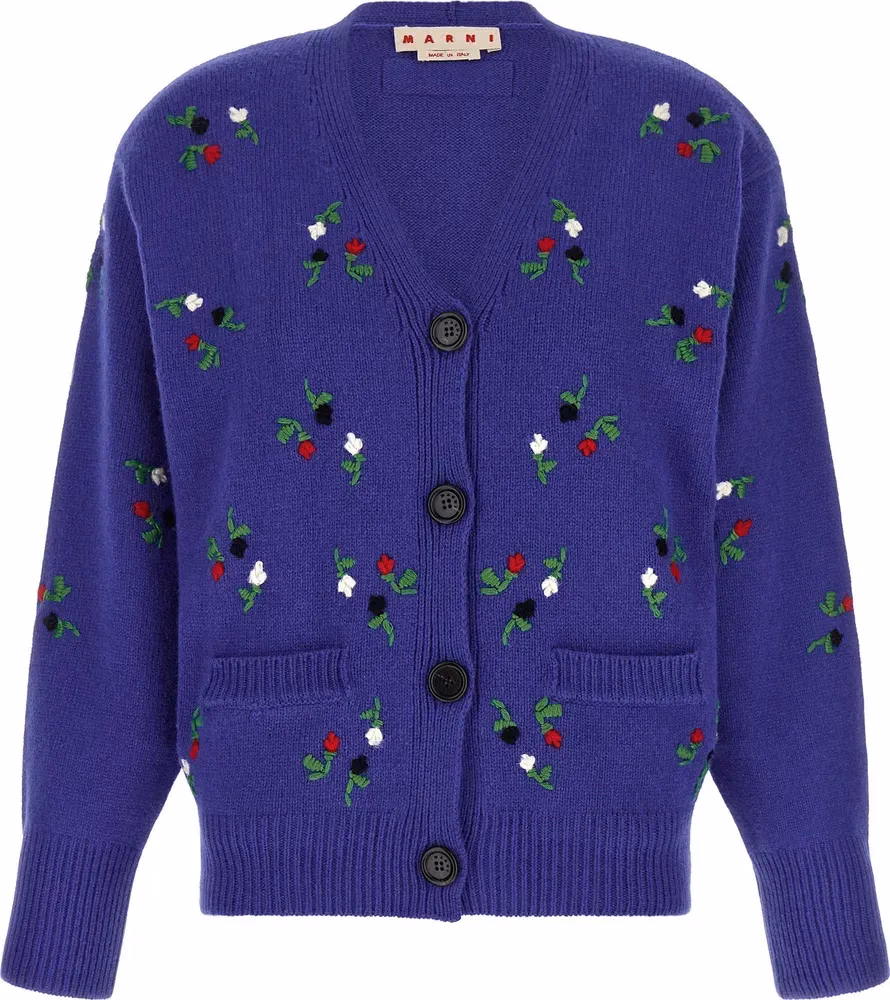 Marni Blue Virgin Wool Cardigan