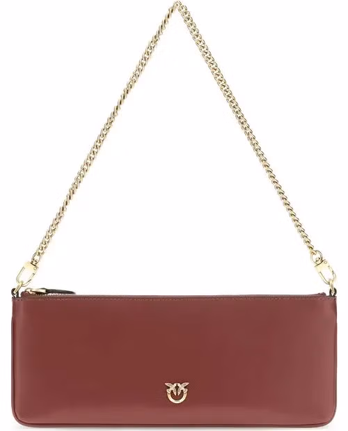 PINKO Bordeaux Calf Leather Bos Taurus Shoulder Bag