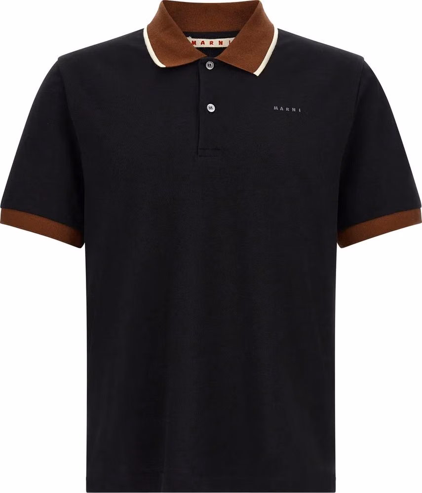 Marni Black Cotton Polo Shirt