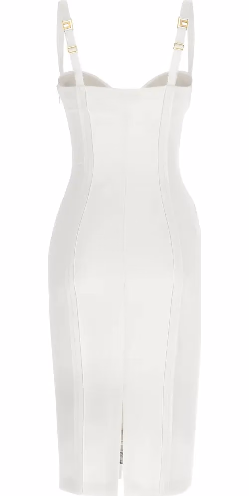 Elisabetta Franchi White Polyester Midi Dress
