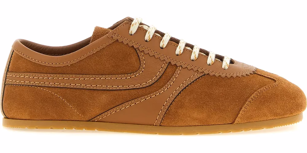 Dries Van Noten Brown Calfskin Low Top Sneakers