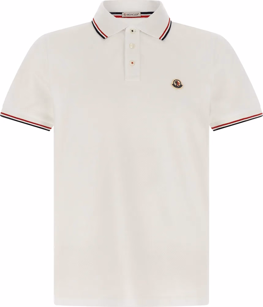 Moncler White Cotton Polo Shirt