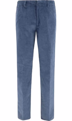 Blue Cotton Casual Pants