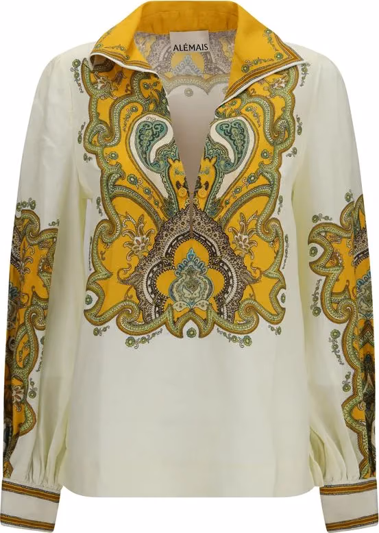 Alemais Beige Linen Pattern Shirt