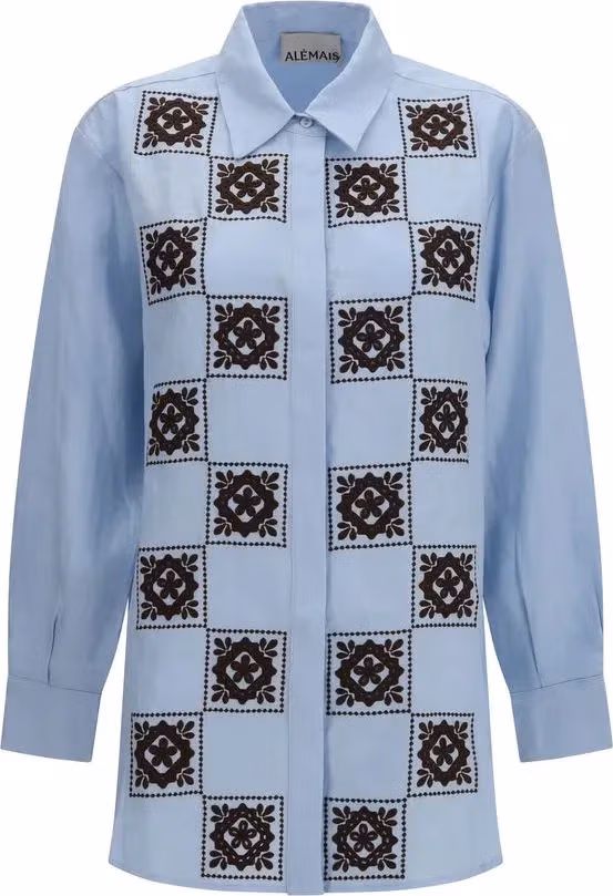Alemais Blue Linen Pattern Shirt