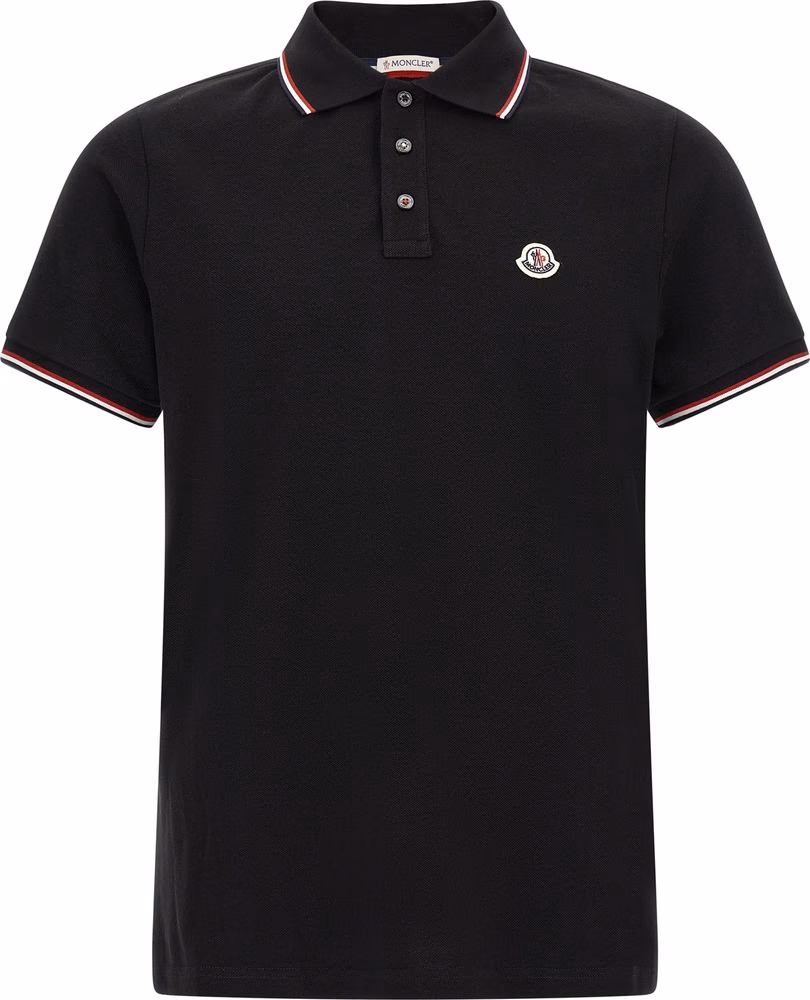 Moncler Black Cotton Polo Shirt