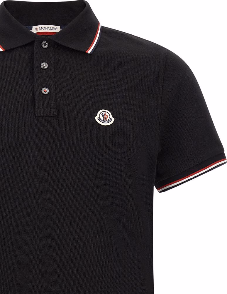 Moncler Black Cotton Polo Shirt
