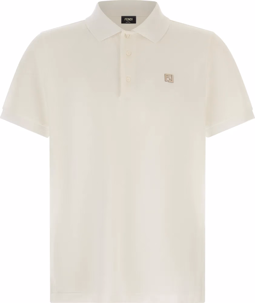 Fendi White Cotton Polo Shirt