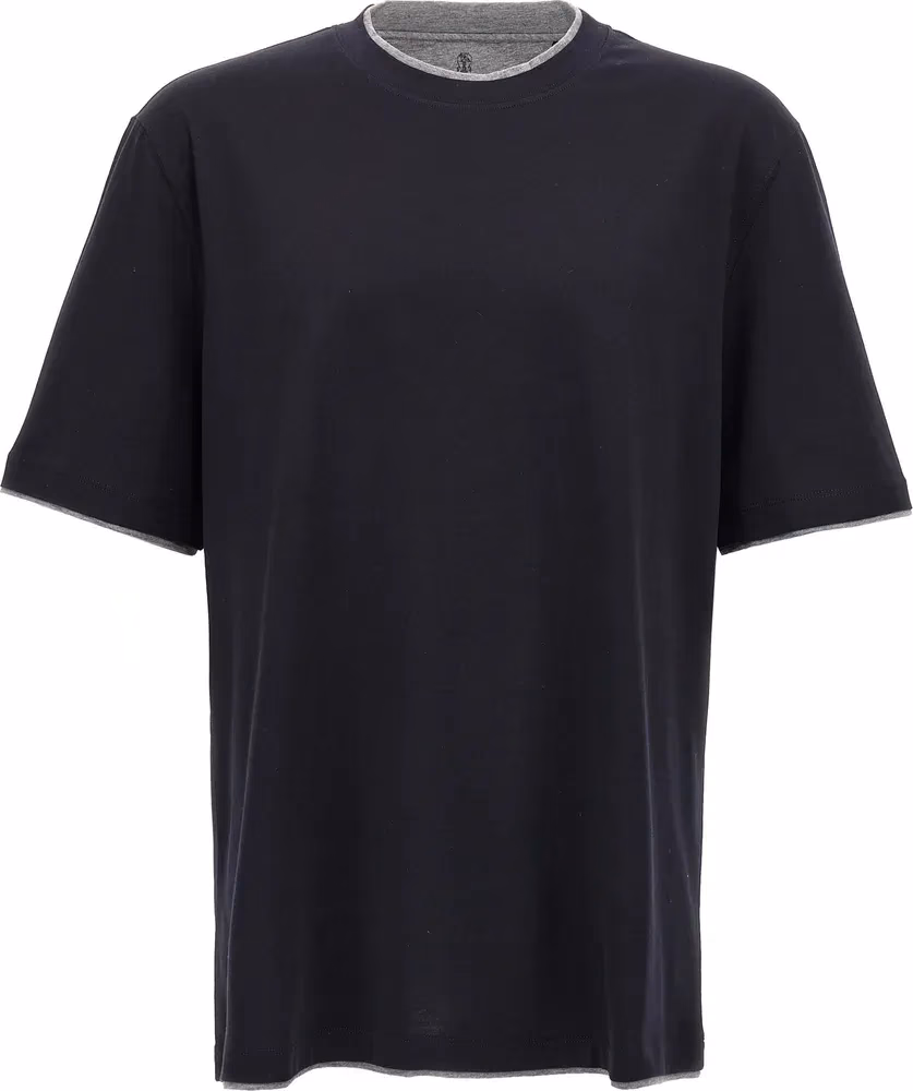 Brunello Cucinelli Blue Cotton T-Shirt