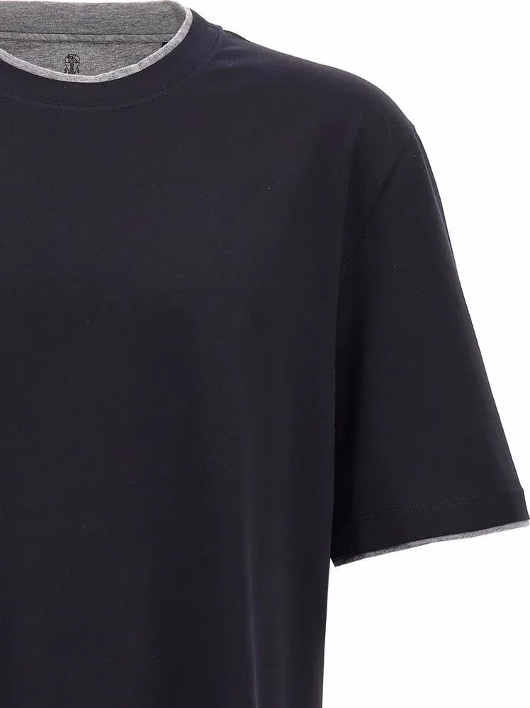 Brunello Cucinelli Blue Cotton T-Shirt