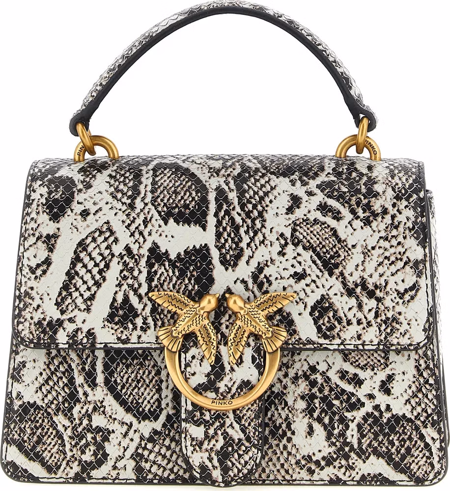 PINKO Gray Calfskin Handbag