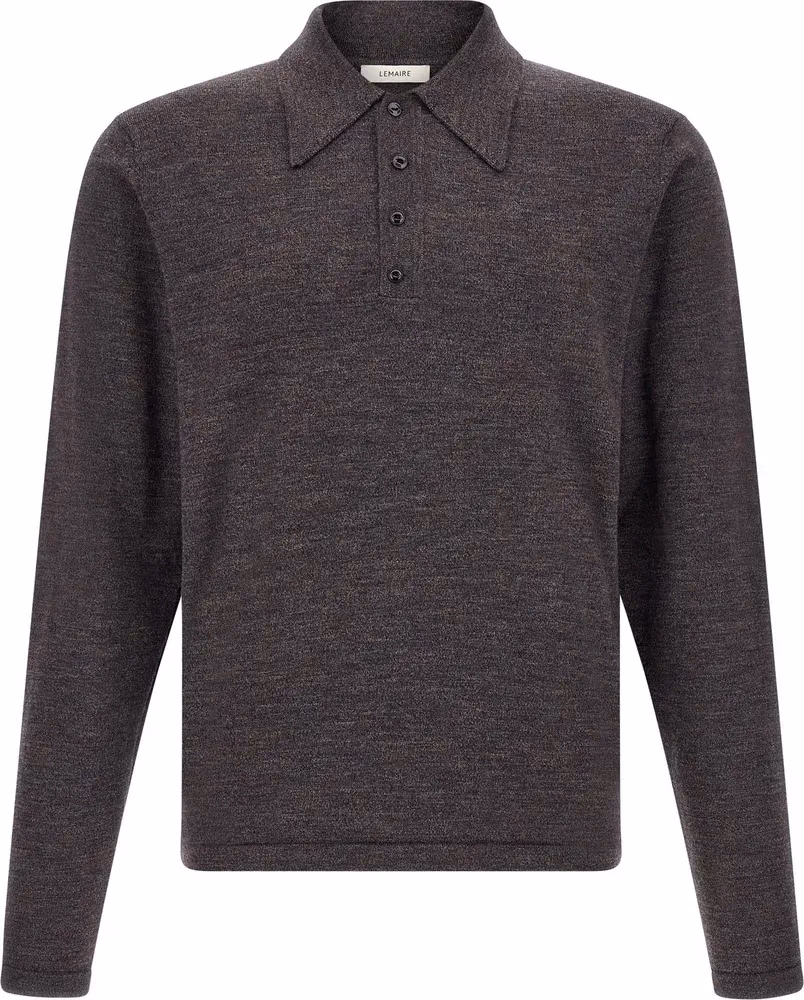 Lemaire Brown Wool Polo Shirt