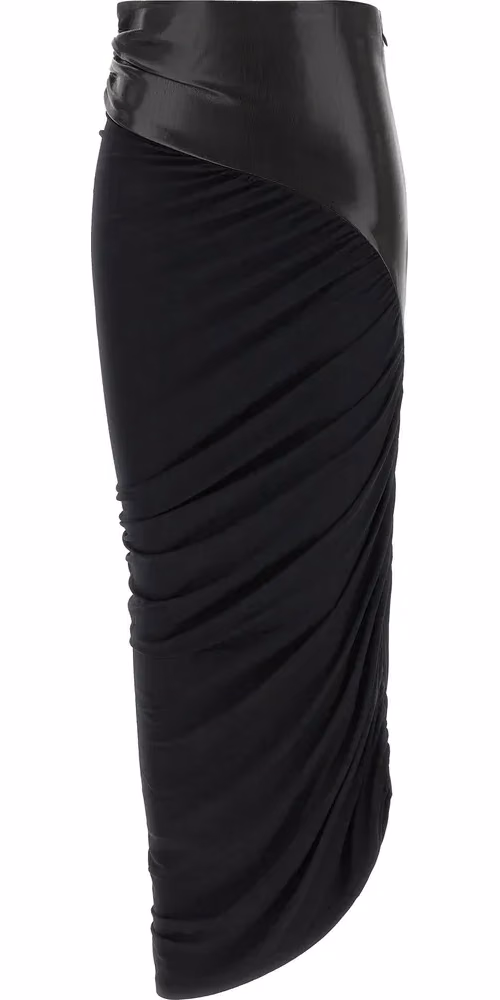 The Andamane Black Viscose Midi Skirt