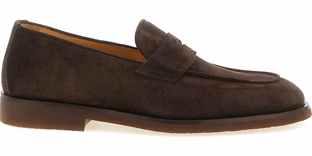 Brunello Cucinelli Brown Calfskin Slip-On Loafers