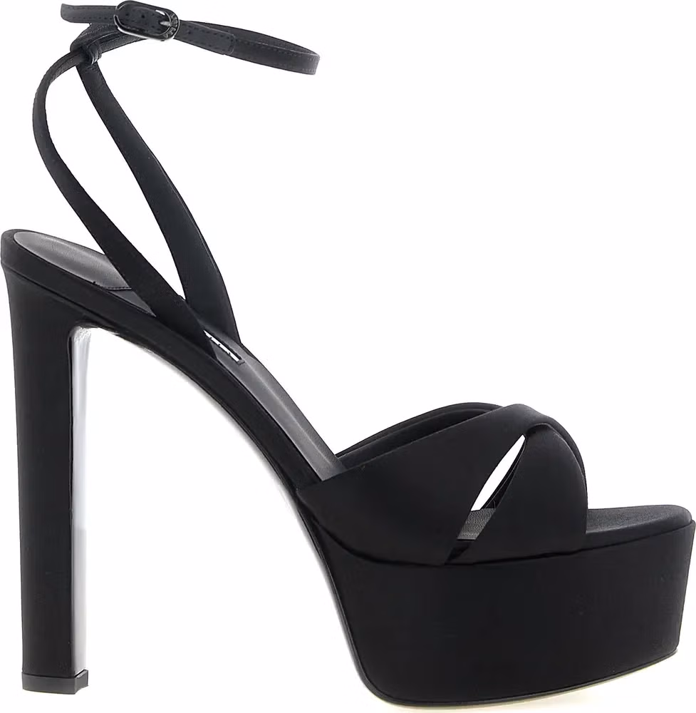 LE SILLA Black Viscose Stiletto Heel Sandals
