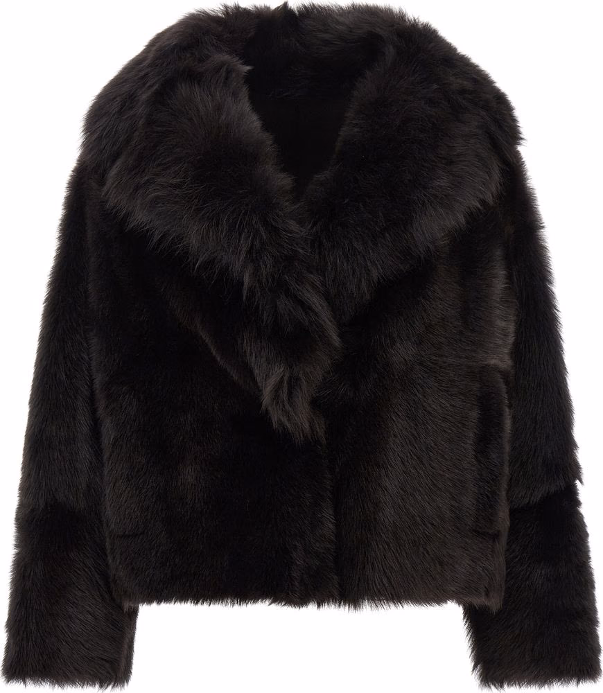 BLANCHA Brown Lamb Fur Full-Length Jacket