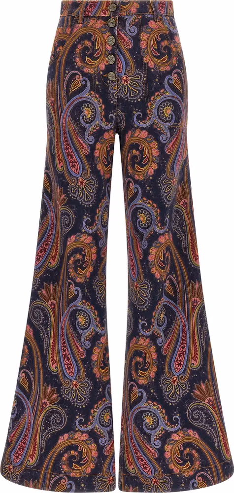 Etro Multicolor Cotton Flared Jeans