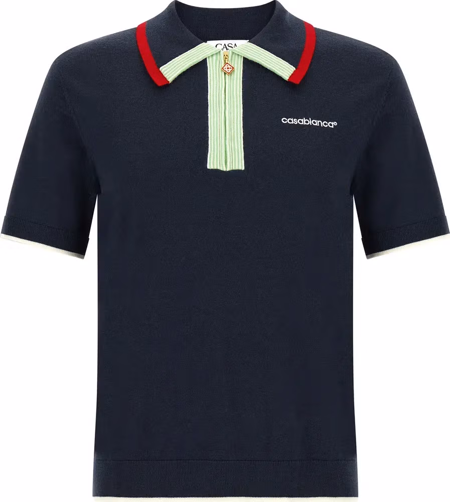 Casablanca Blue Wool Polo Shirt