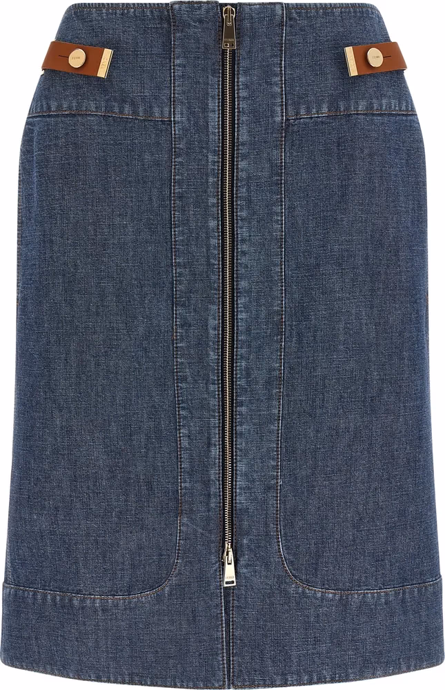 Fendi Blue Cotton Midi Skirt