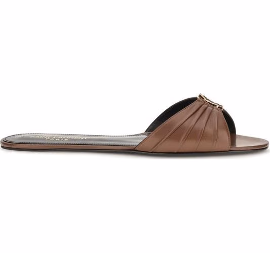 Saint Laurent Brown Calf Leather Bos Taurus Mules