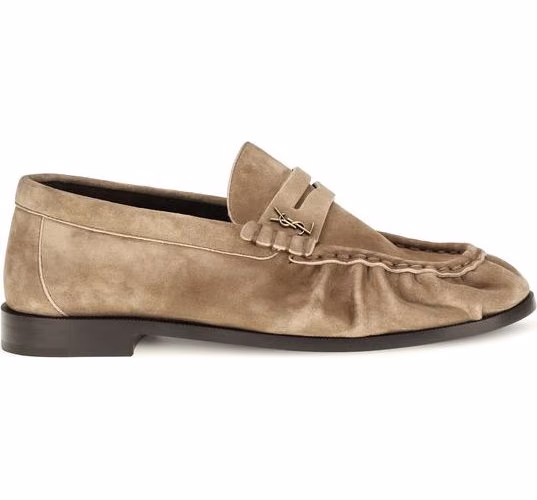 Saint Laurent Beige Calf Leather Bos Taurus Slip-On Loafers